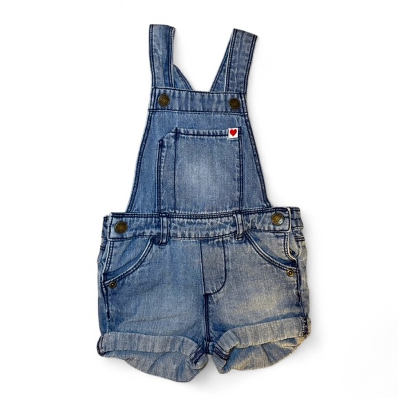 Carter’s 12 Months Girl Denim Shorts Overalls Adjustable - Picture 1 of 5